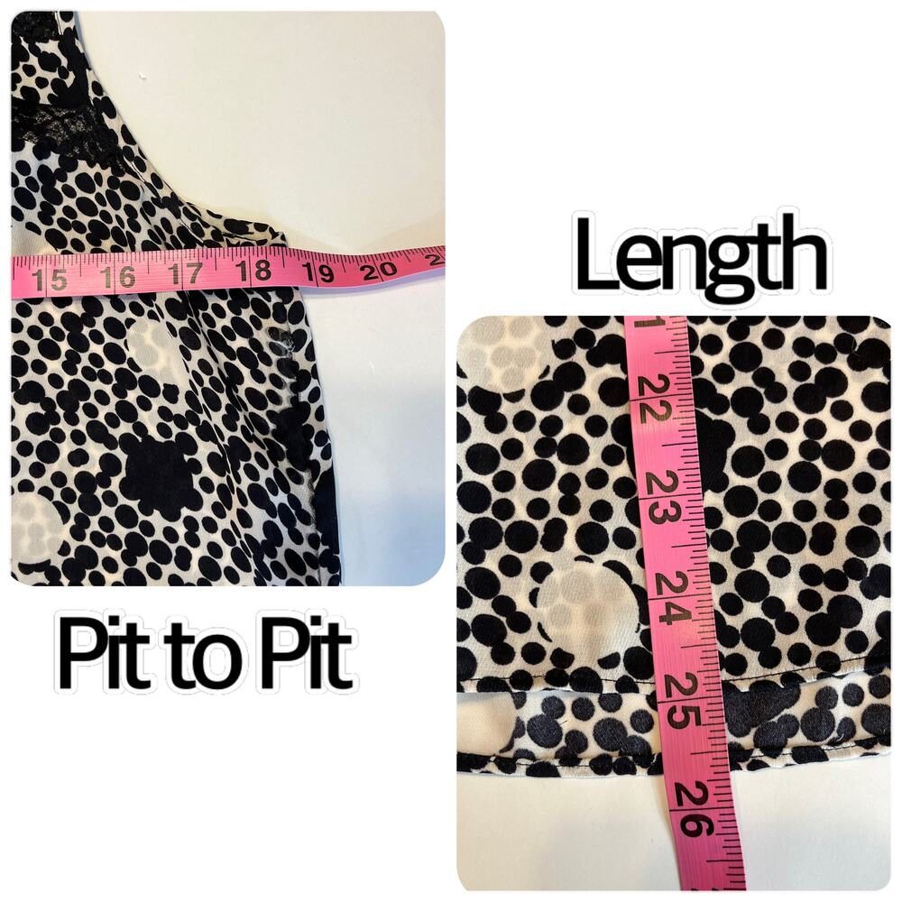 CAbi 3079 Black & White Polka Dot Sheer Lace Trim Sleeveless Blouse Women Sz S - Picture 11 of 11